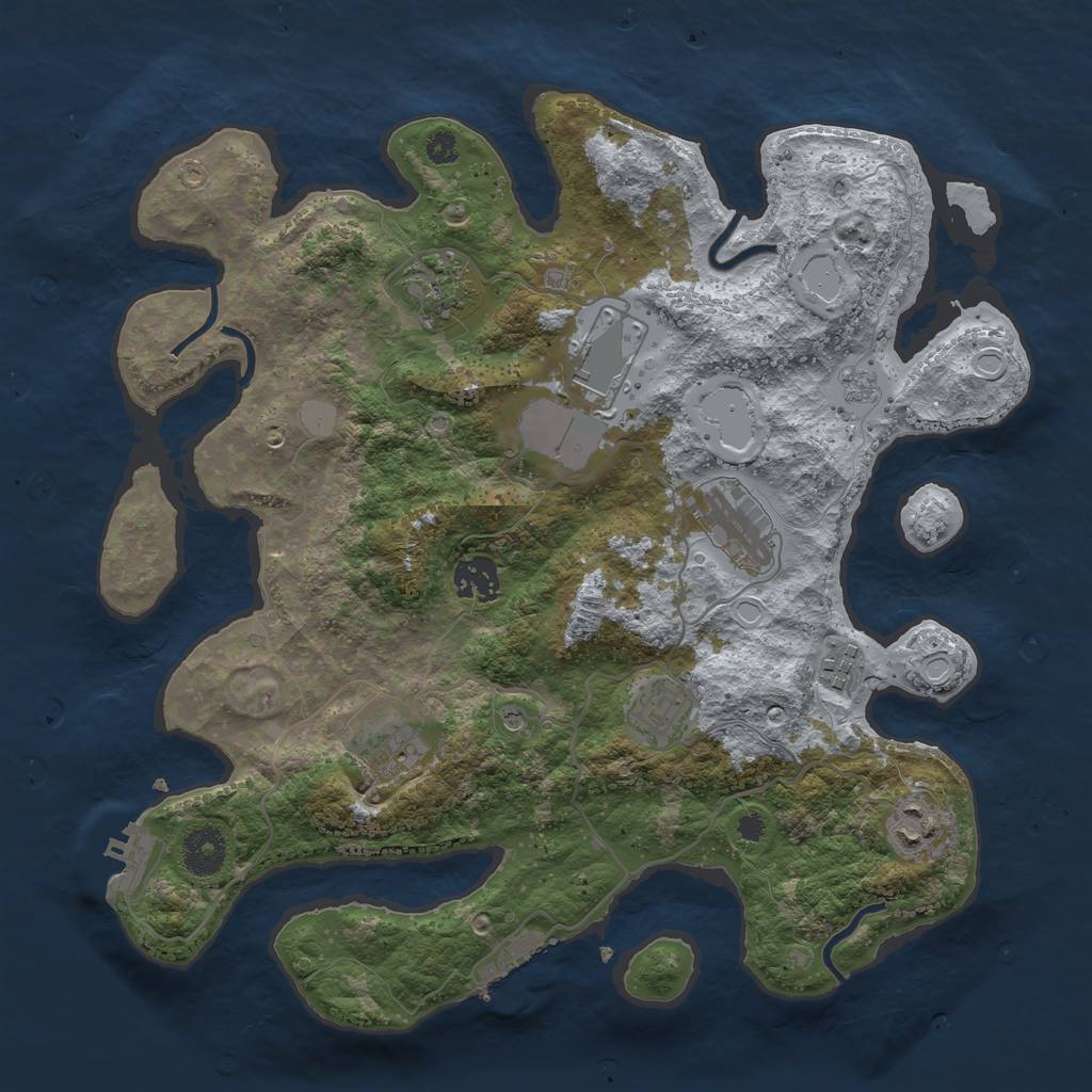 Rust Map: Procedural Map, Size: 3500, Seed: 17659, 17 Monuments