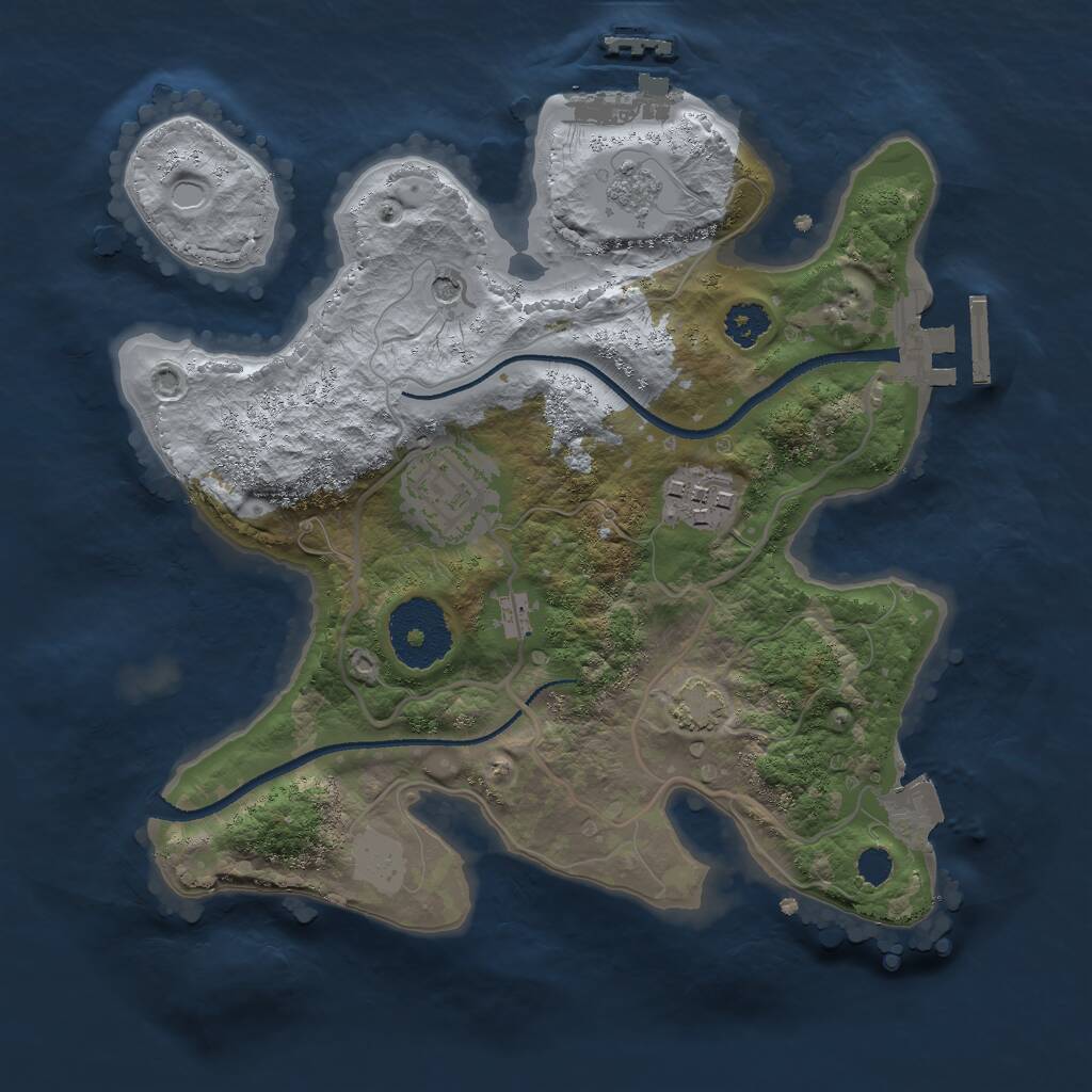 Rust Map: Procedural Map, Size: 2500, Seed: 357059659, 8 Monuments