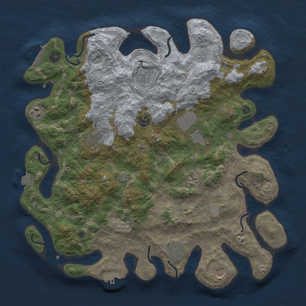 Rust Map: Procedural Map, Size: 4000, Seed: 673806221, 17 Monuments