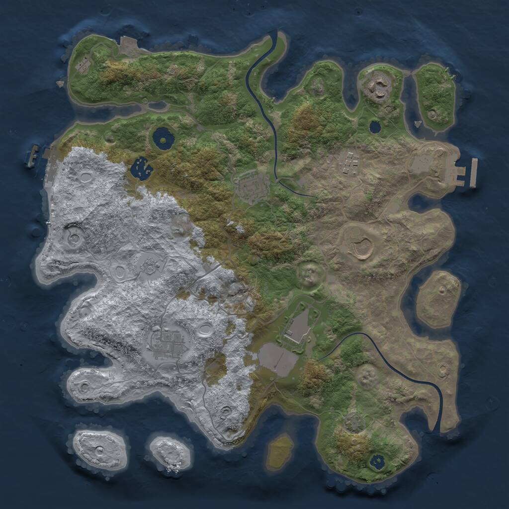 Rust Map: Procedural Map, Size: 3500, Seed: 6427, 13 Monuments