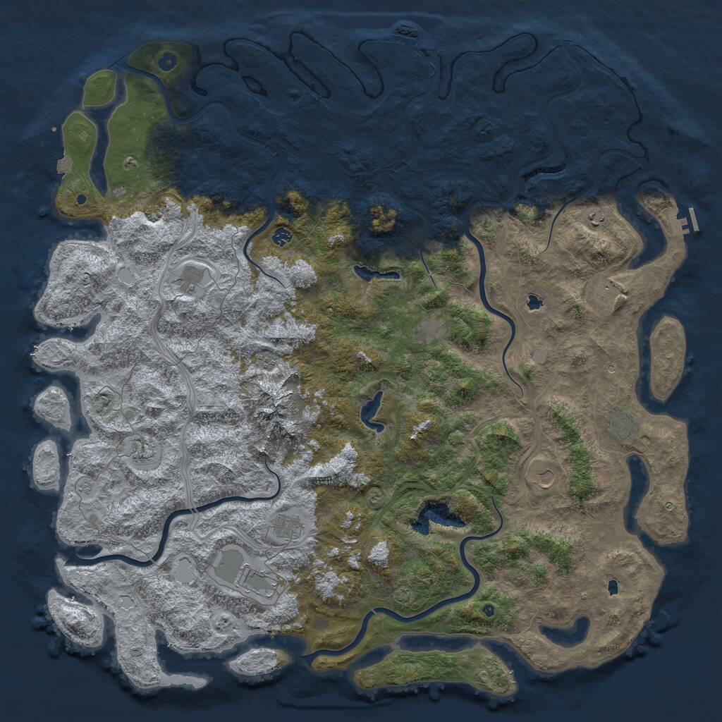 Rust Map: Procedural Map, Size: 6000, Seed: 955899368, 17 Monuments