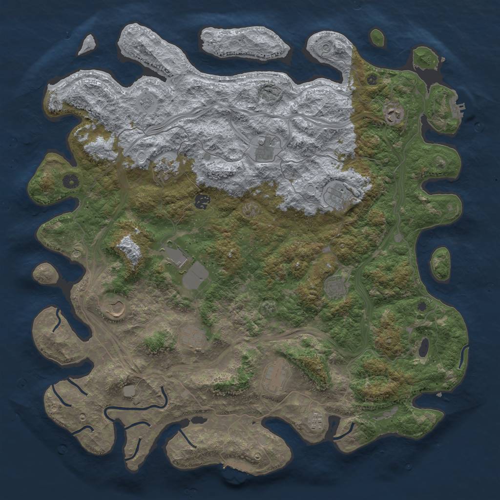 Rust Map: Procedural Map, Size: 4800, Seed: 481129628, 20 Monuments