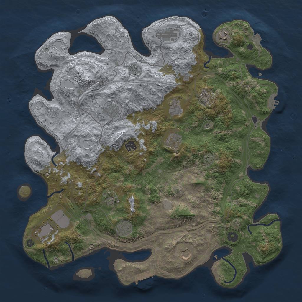 Rust Map: Procedural Map, Size: 4250, Seed: 720425844, 19 Monuments