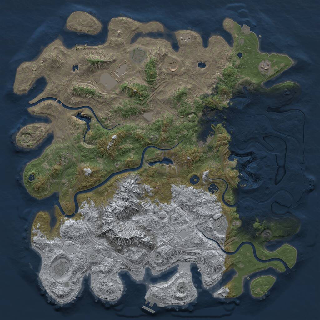 Rust Map: Procedural Map, Size: 5000, Seed: 1494908465, 16 Monuments