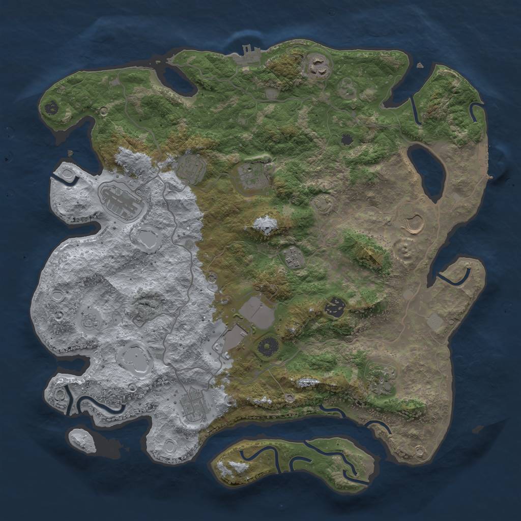 Rust Map: Procedural Map, Size: 4000, Seed: 2079513773, 18 Monuments
