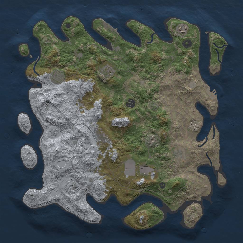 Rust Map: Procedural Map, Size: 4000, Seed: 1259755898, 18 Monuments