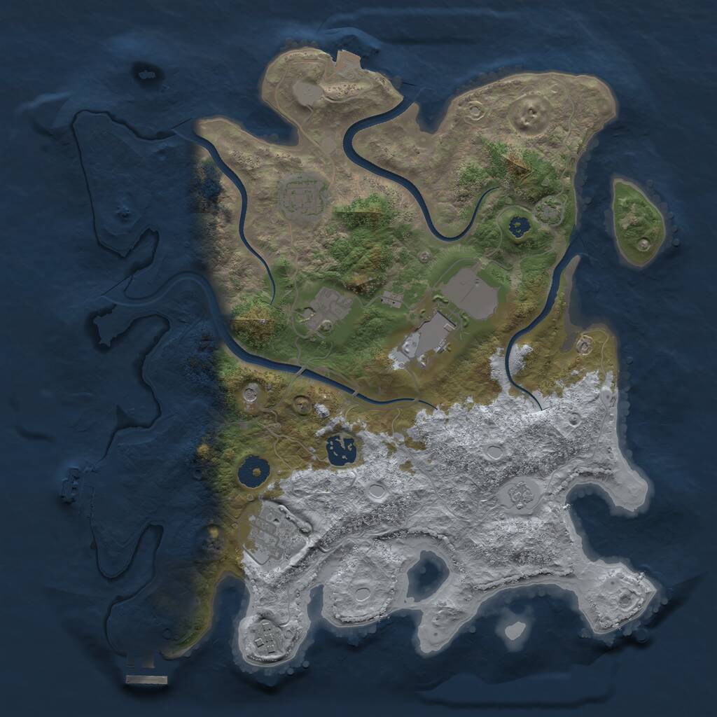 Rust Map: Procedural Map, Size: 3500, Seed: 1857132470, 12 Monuments