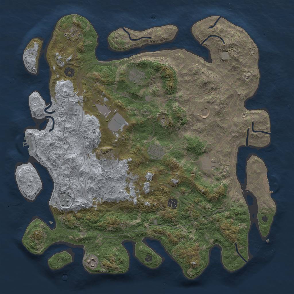 Rust Map: Procedural Map, Size: 4250, Seed: 222068217, 17 Monuments