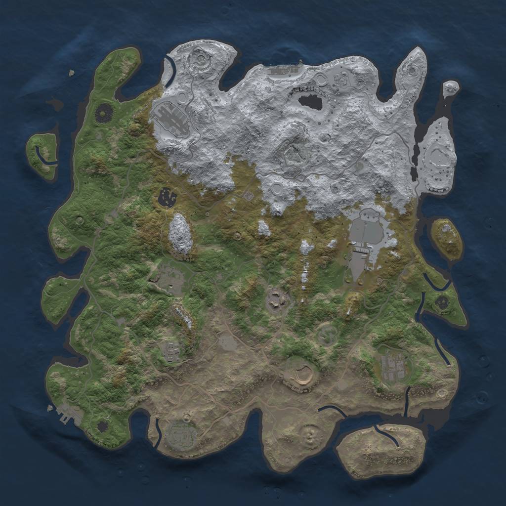 Rust Map: Procedural Map, Size: 4000, Seed: 1241241, 18 Monuments