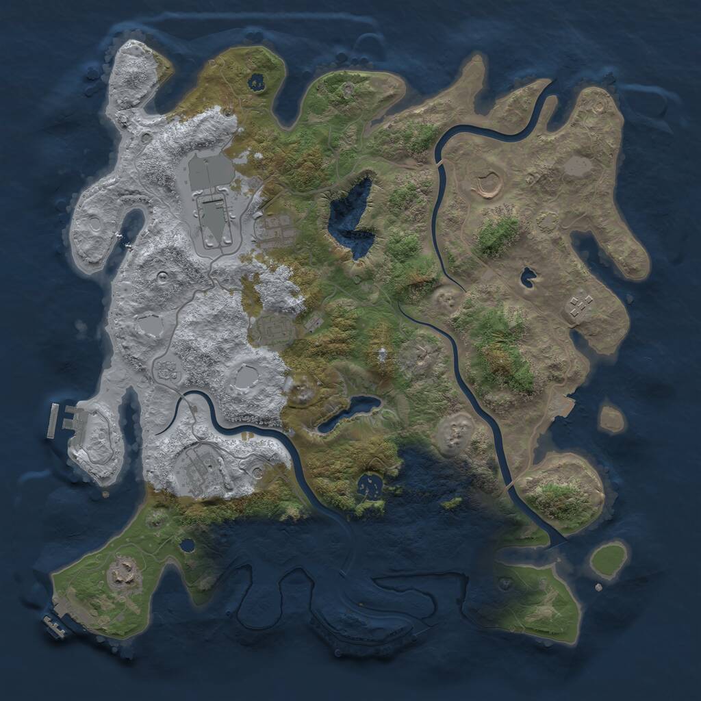 Rust Map: Procedural Map, Size: 4000, Seed: 1216992418, 14 Monuments