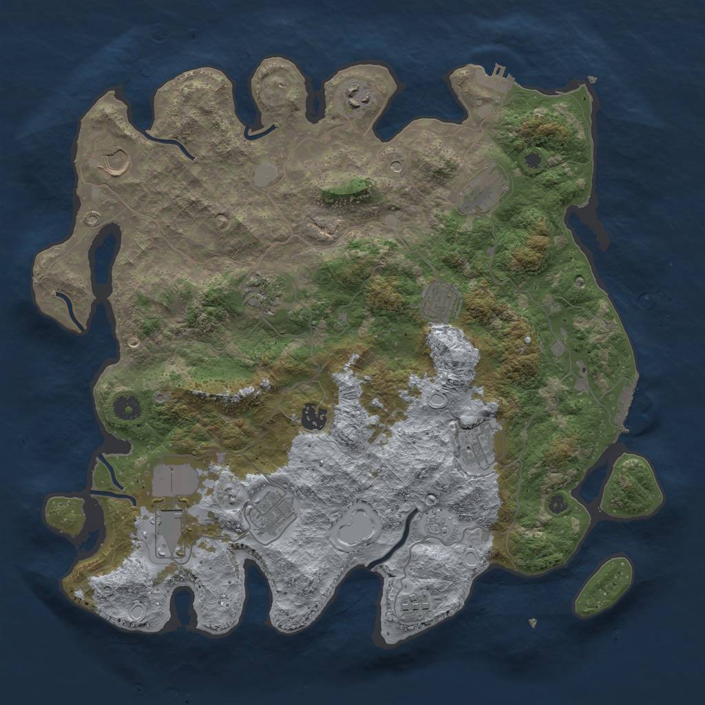 Rust Map: Procedural Map, Size: 3950, Seed: 372671488, 19 Monuments