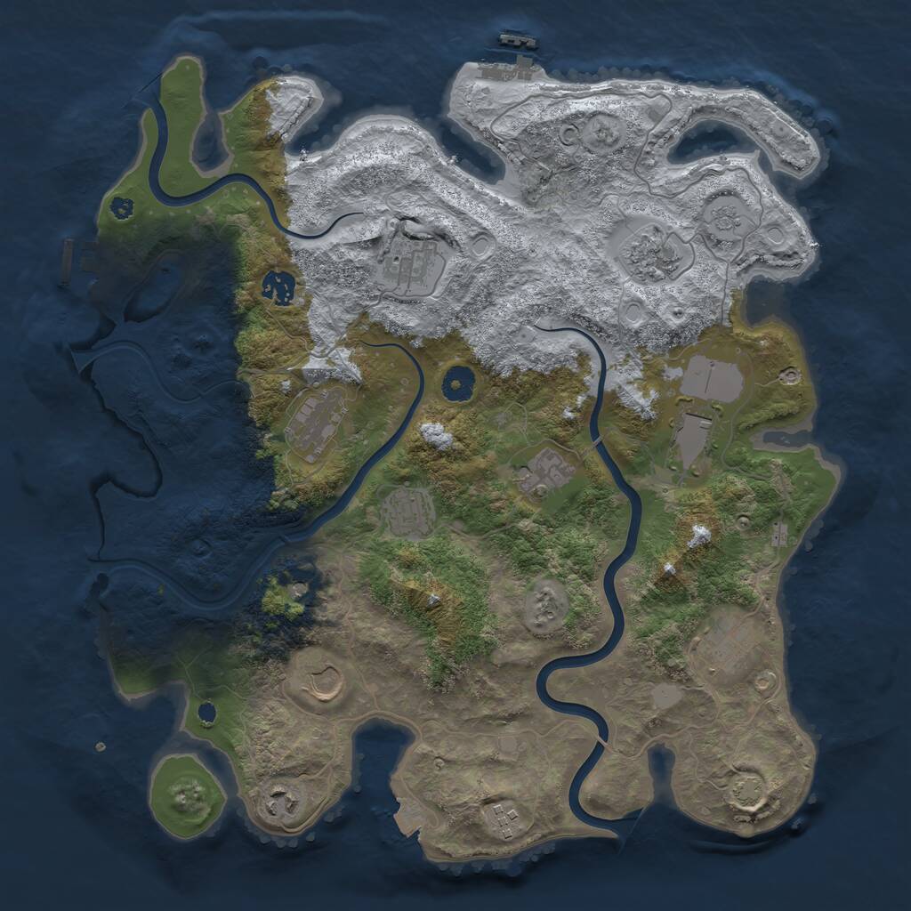 Rust Map: Procedural Map, Size: 3950, Seed: 544915584, 17 Monuments