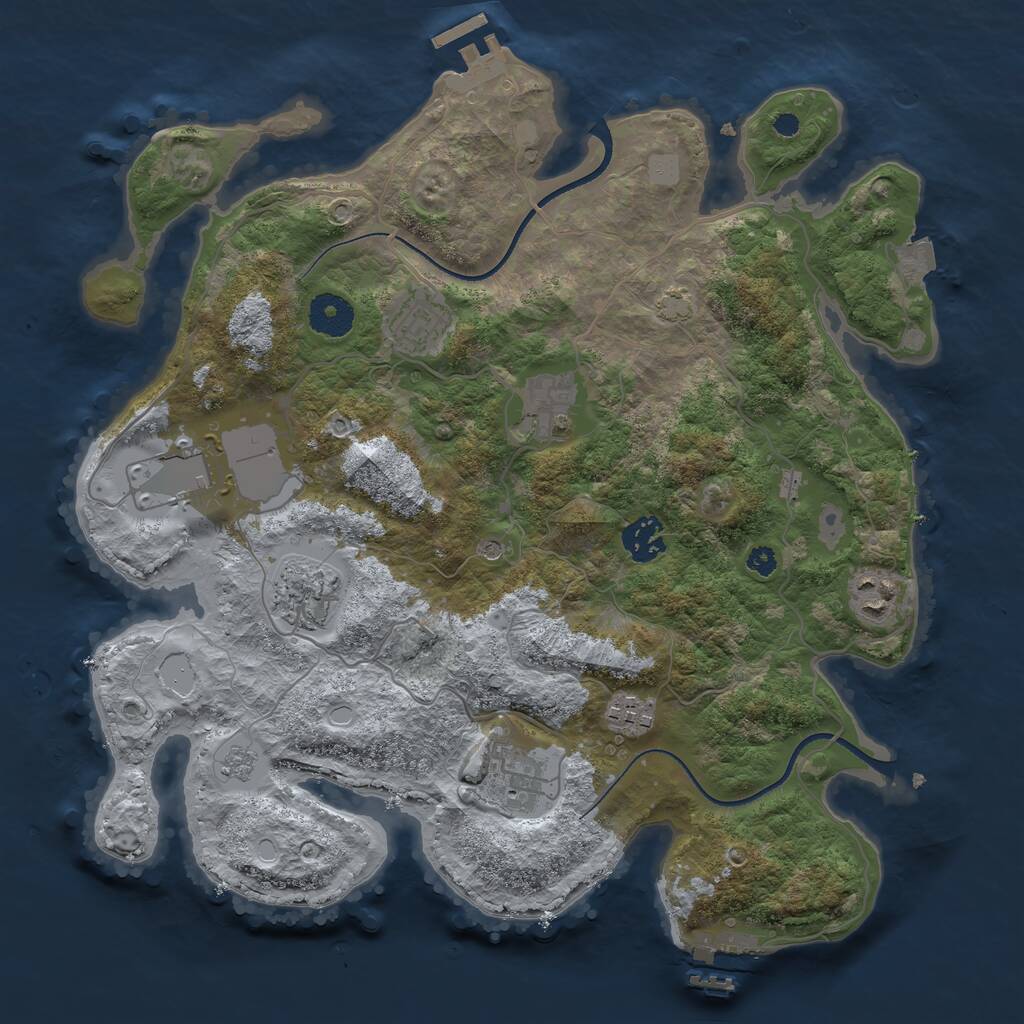 Rust Map: Procedural Map, Size: 3500, Seed: 76557650, 14 Monuments