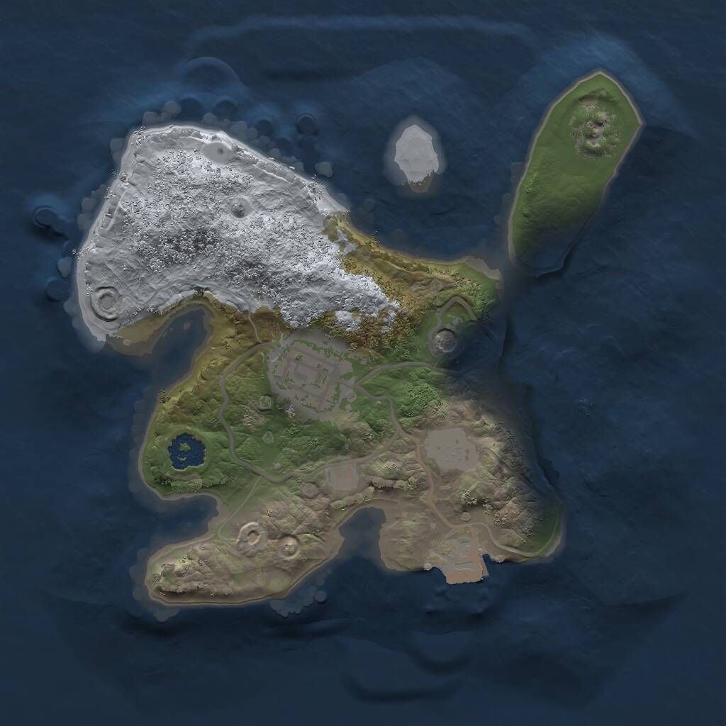 Rust Map: Procedural Map, Size: 2000, Seed: 1264, 3 Monuments