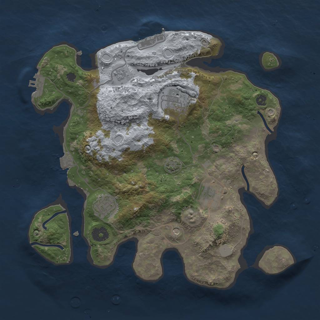 Rust Map: Procedural Map, Size: 3000, Seed: 407396180, 11 Monuments