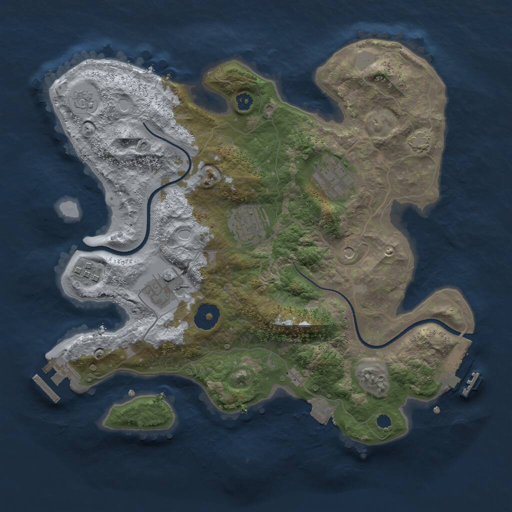 Rust Map: Procedural Map, Size: 3000, Seed: 1691754718, 10 Monuments