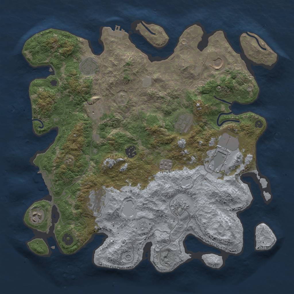 Rust Map: Procedural Map, Size: 3850, Seed: 65465132, 19 Monuments