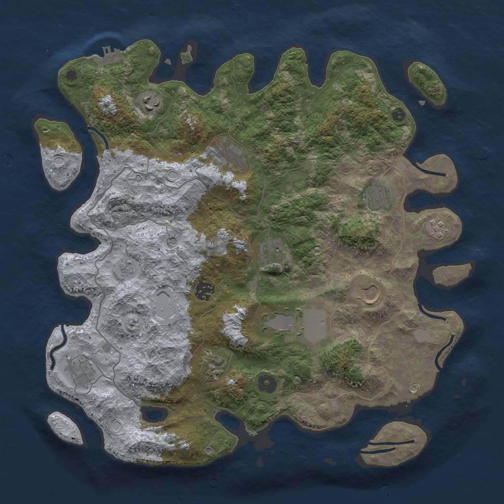 Rust Map: Procedural Map, Size: 4000, Seed: 510959, 18 Monuments