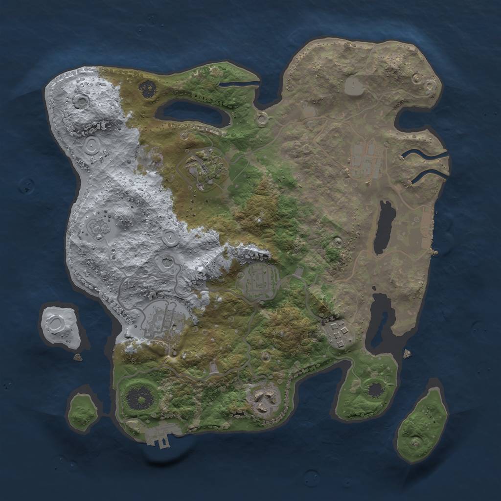 Rust Map: Procedural Map, Size: 3000, Seed: 2003054743, 13 Monuments