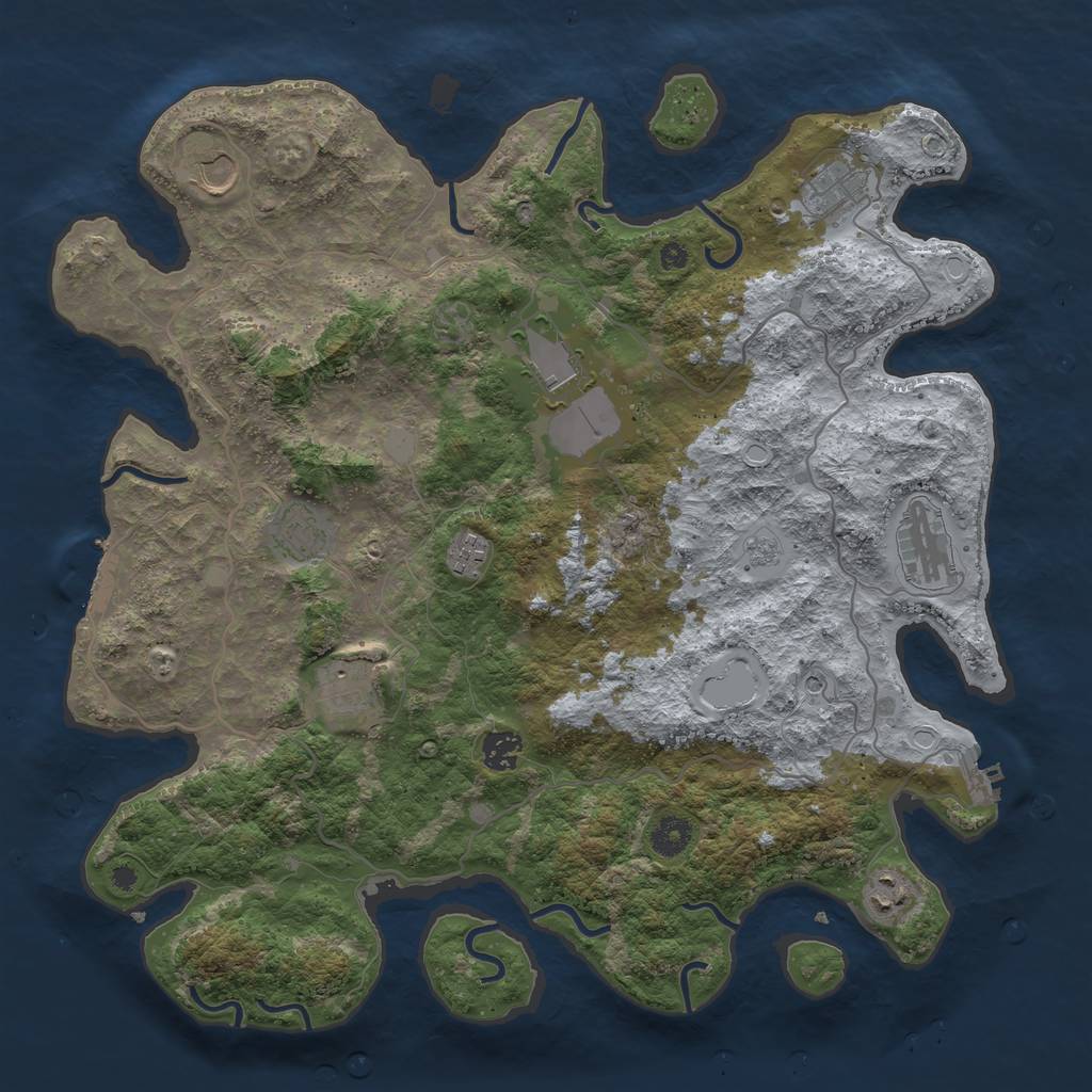 Rust Map: Procedural Map, Size: 4000, Seed: 261615, 18 Monuments