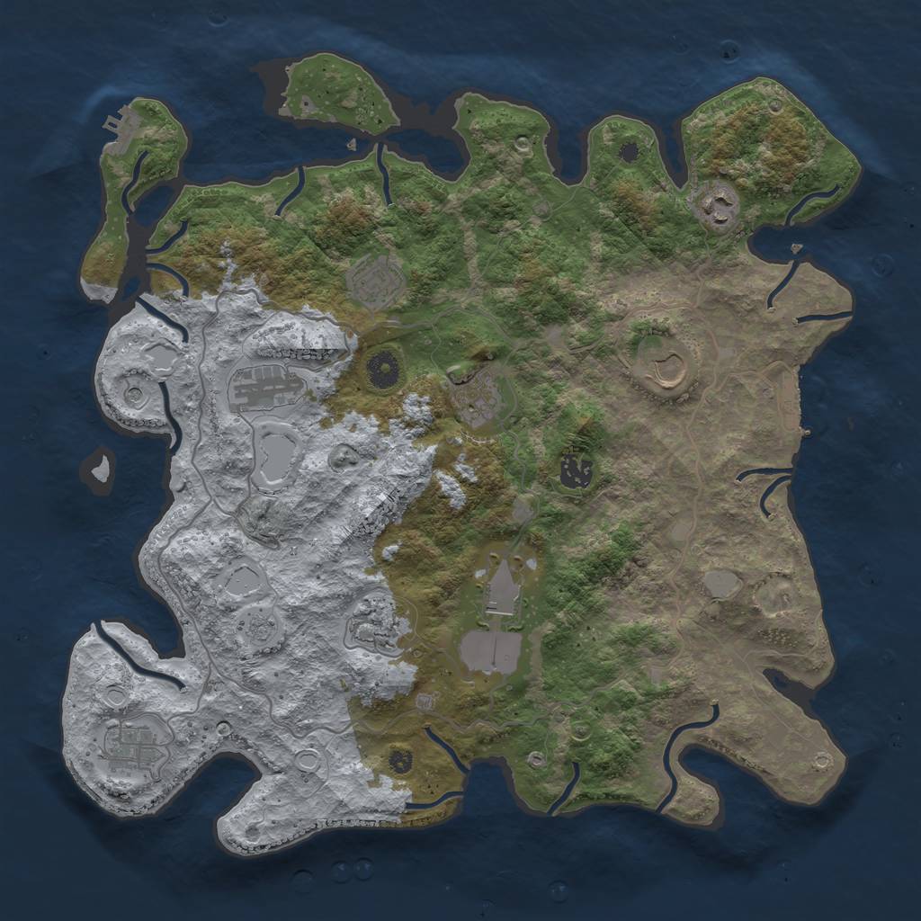 Rust Map: Procedural Map, Size: 4000, Seed: 789107, 18 Monuments