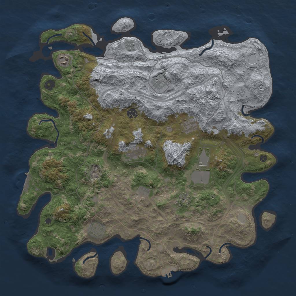 Rust Map: Procedural Map, Size: 4250, Seed: 727325, 19 Monuments