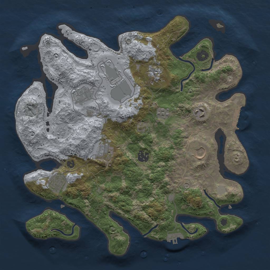 Rust Map: Procedural Map, Size: 3500, Seed: 349, 18 Monuments
