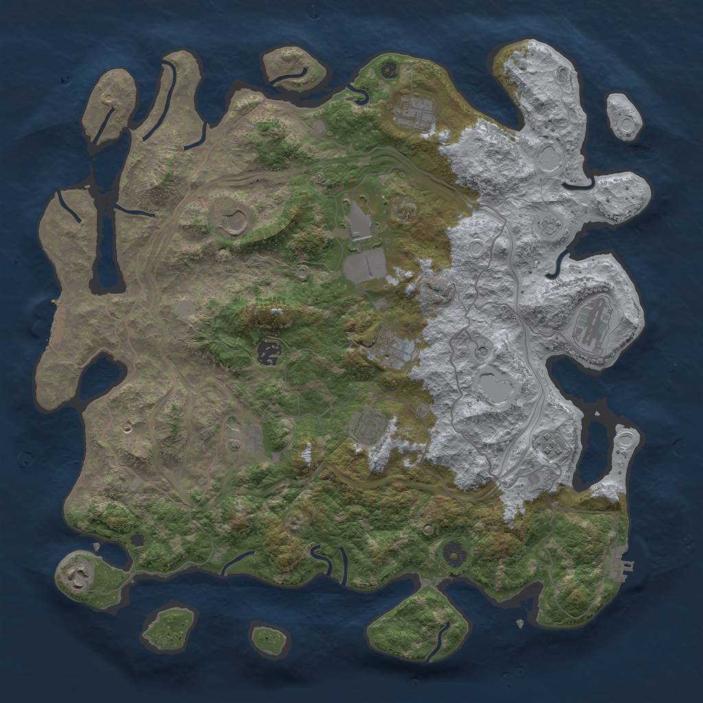 Rust Map: Procedural Map, Size: 4250, Seed: 1543383405, 19 Monuments