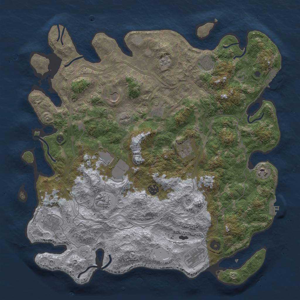 Rust Map: Procedural Map, Size: 4250, Seed: 593588013, 20 Monuments