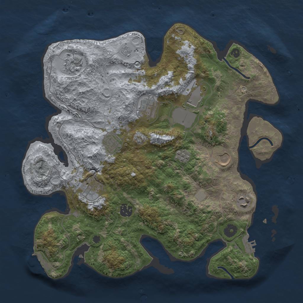 Rust Map: Procedural Map, Size: 3500, Seed: 133377598, 17 Monuments