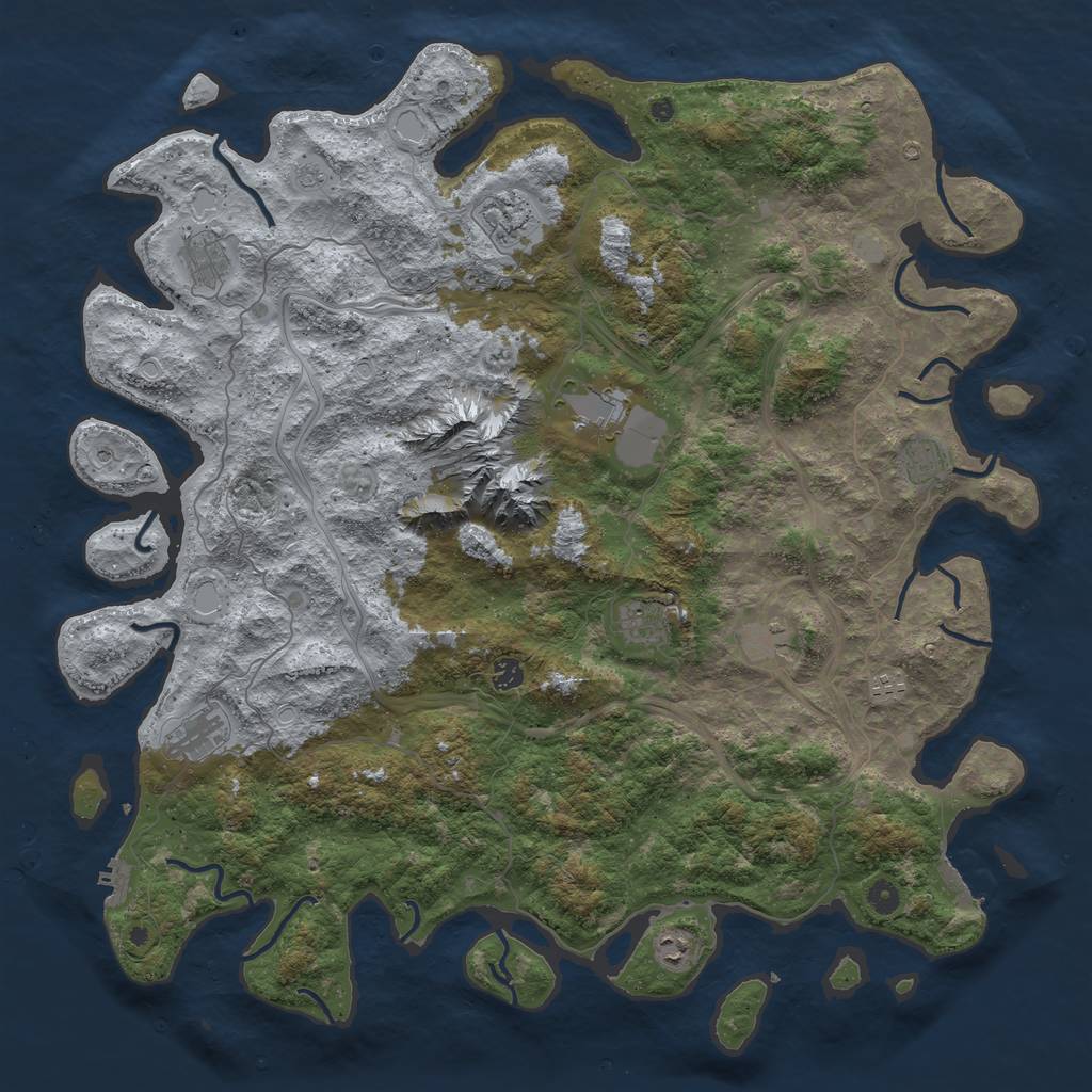 Rust Map: Procedural Map, Size: 5000, Seed: 834737, 19 Monuments