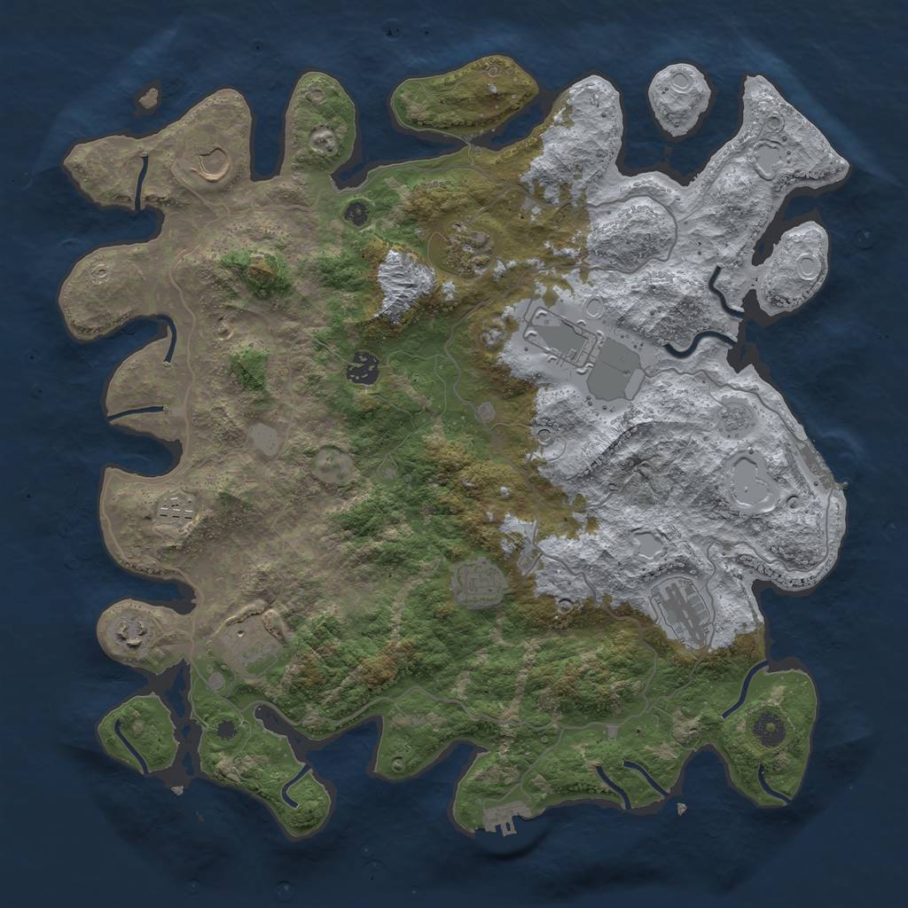 Rust Map: Procedural Map, Size: 4096, Seed: 4096, 18 Monuments