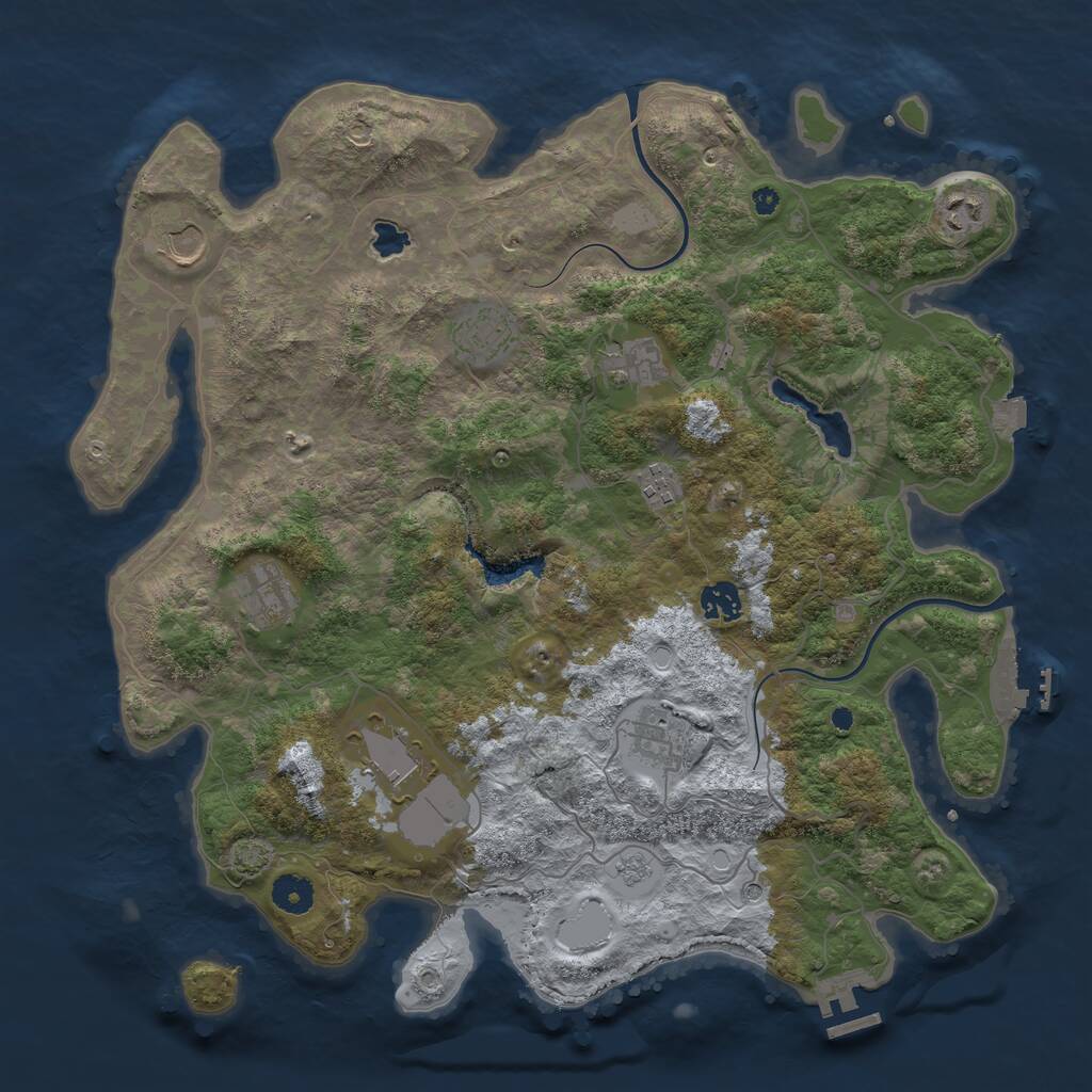 Rust Map: Procedural Map, Size: 4000, Seed: 1880220005, 15 Monuments