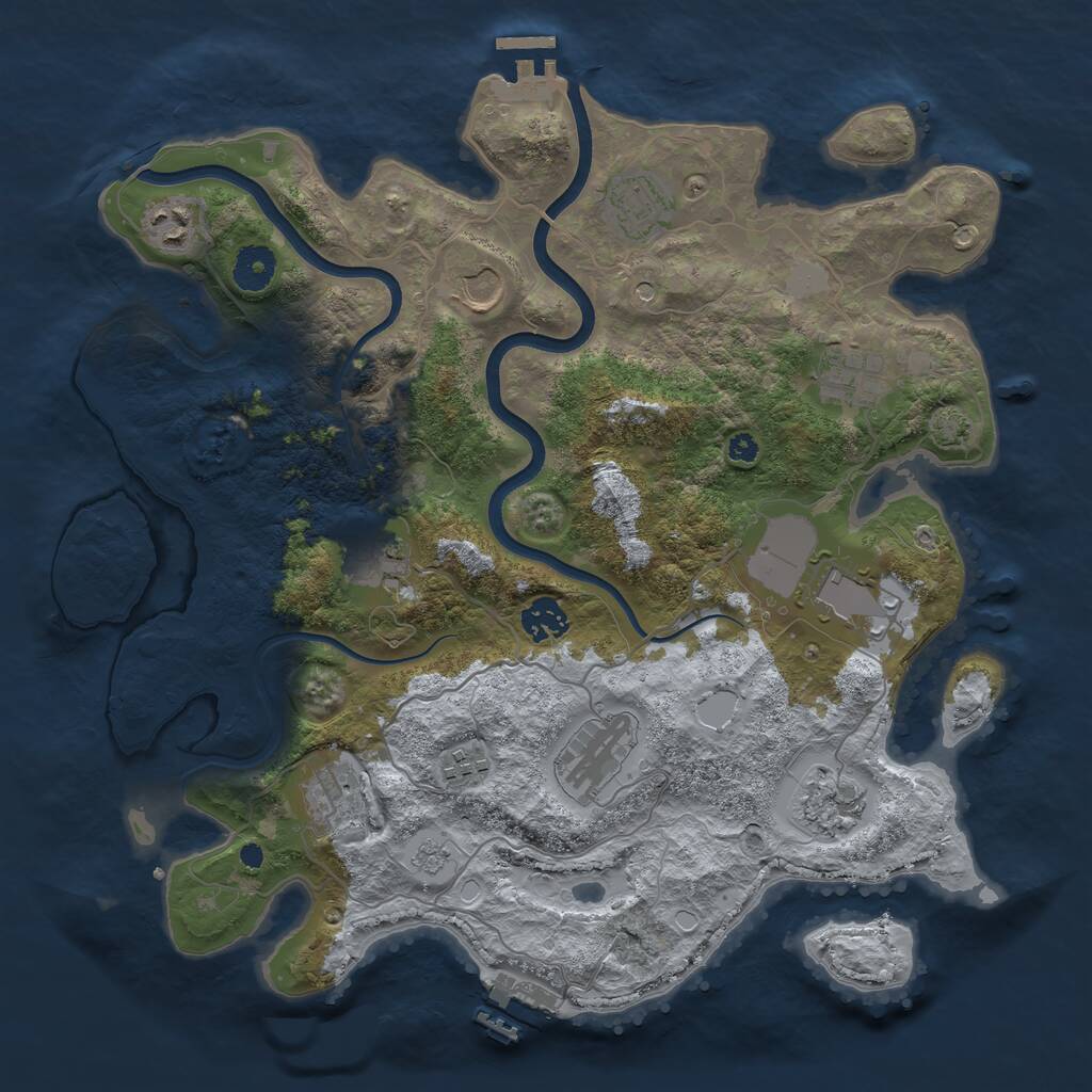 Rust Map: Procedural Map, Size: 3700, Seed: 95803757, 17 Monuments