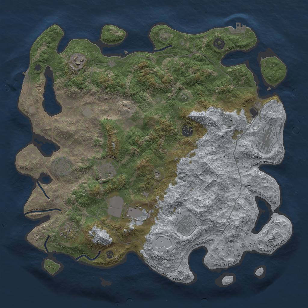 Rust Map: Procedural Map, Size: 4000, Seed: 1337826086, 18 Monuments