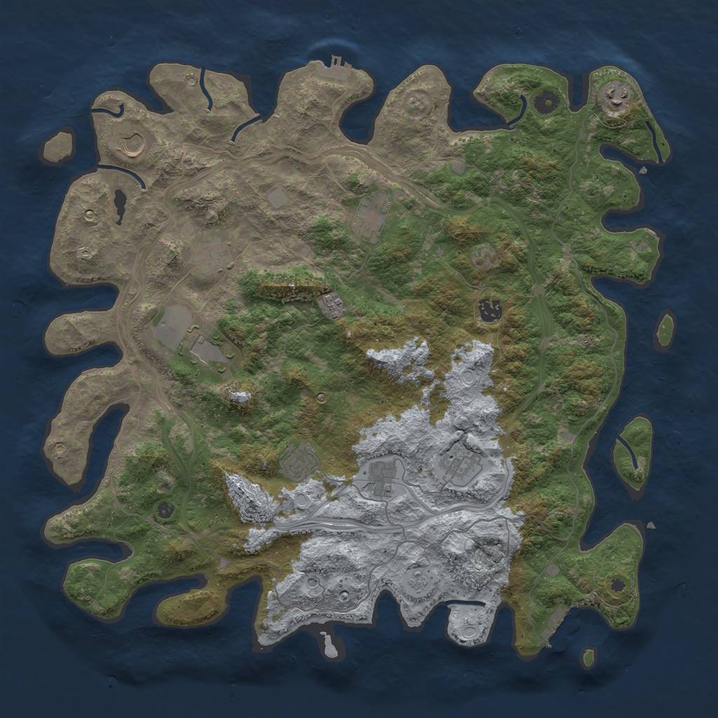 Rust Map: Procedural Map, Size: 4500, Seed: 287669498, 19 Monuments