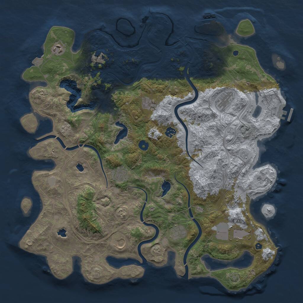 Rust Map: Procedural Map, Size: 4500, Seed: 737247089, 16 Monuments