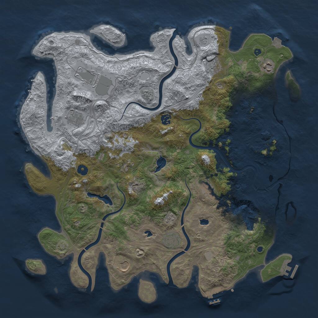 Rust Map: Procedural Map, Size: 4500, Seed: 1084386122, 16 Monuments