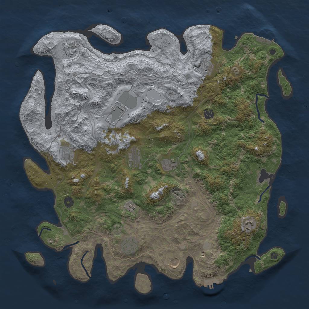 Rust Map: Procedural Map, Size: 4500, Seed: 1084386122, 20 Monuments