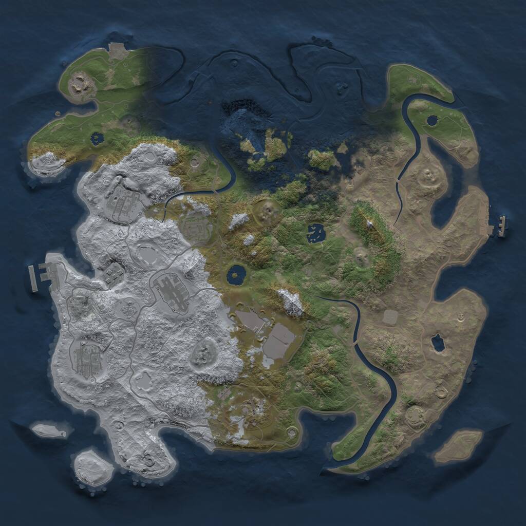 Rust Map: Procedural Map, Size: 4000, Seed: 424, 16 Monuments