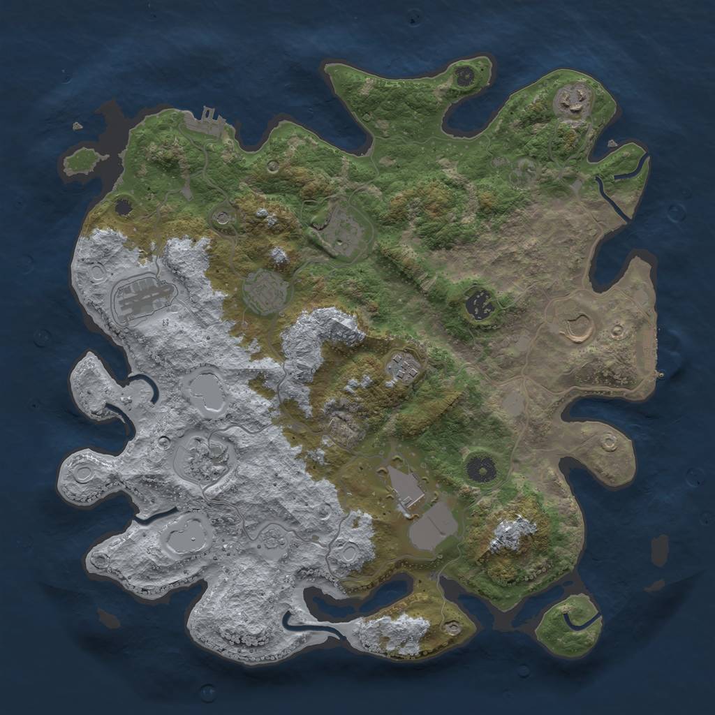 Rust Map: Procedural Map, Size: 3800, Seed: 55669, 18 Monuments