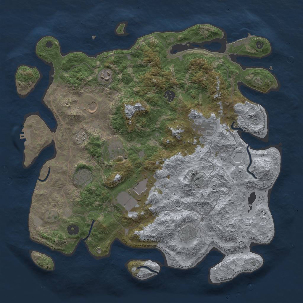 Rust Map: Procedural Map, Size: 4000, Seed: 866974144, 18 Monuments