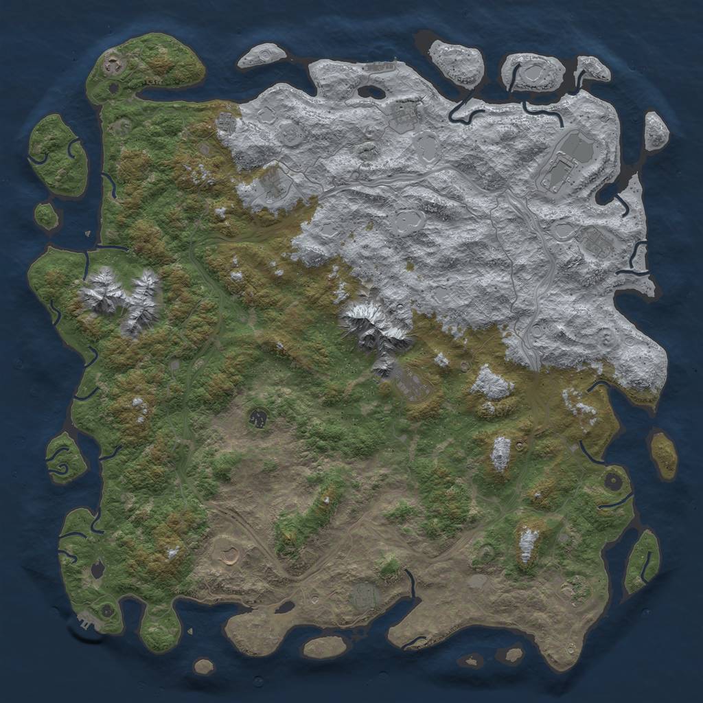 Rust Map: Procedural Map, Size: 6000, Seed: 490546883, 20 Monuments