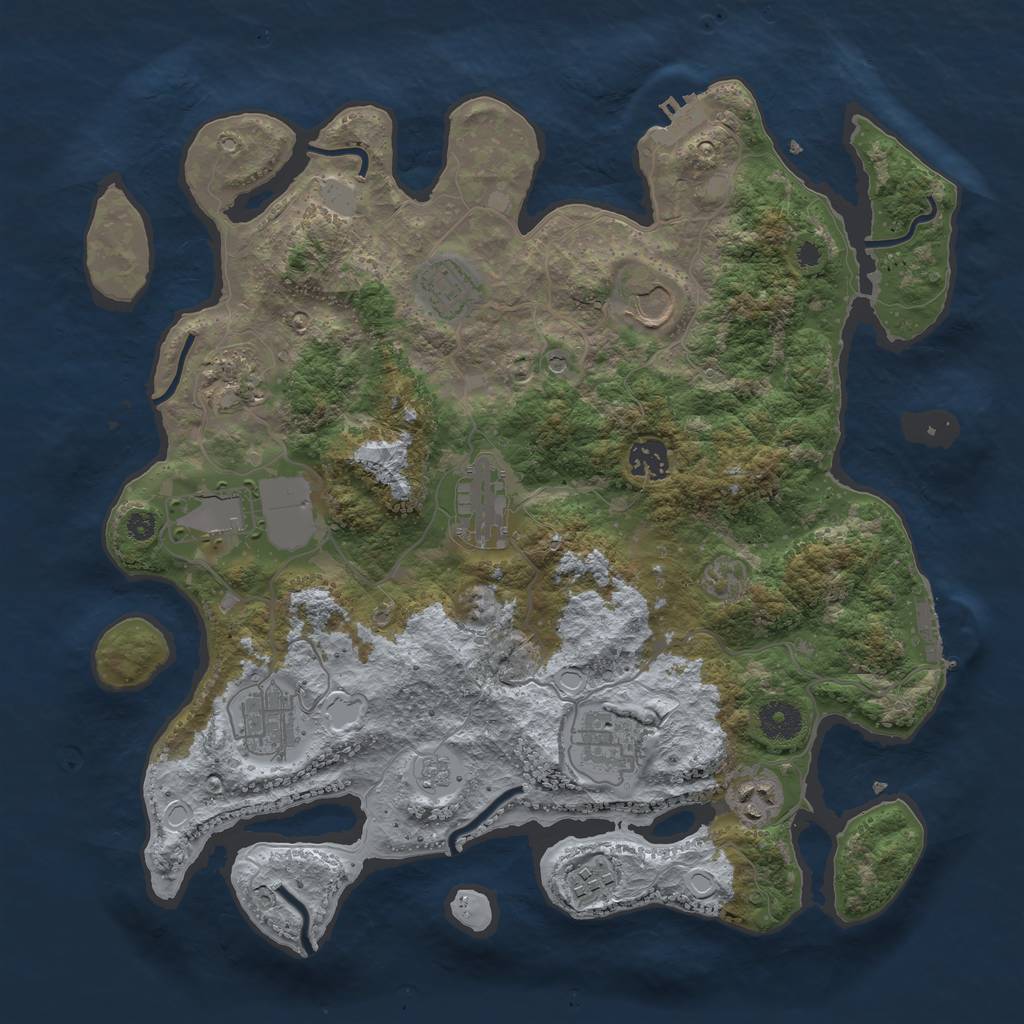 Rust Map: Procedural Map, Size: 3700, Seed: 1756712329, 19 Monuments