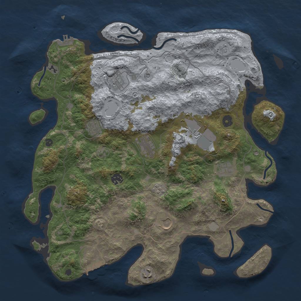 Rust Map: Procedural Map, Size: 4000, Seed: 919194422, 18 Monuments