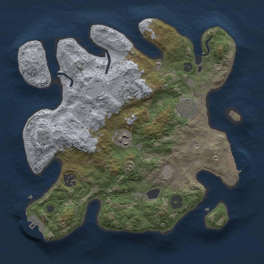 Rust Map: Procedural Map, Size: 3000, Seed: 155789, 14 Monuments