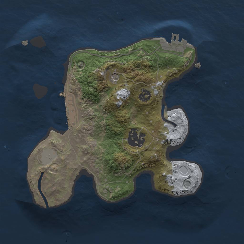 Rust Map: Procedural Map, Size: 2000, Seed: 1250294395, 9 Monuments