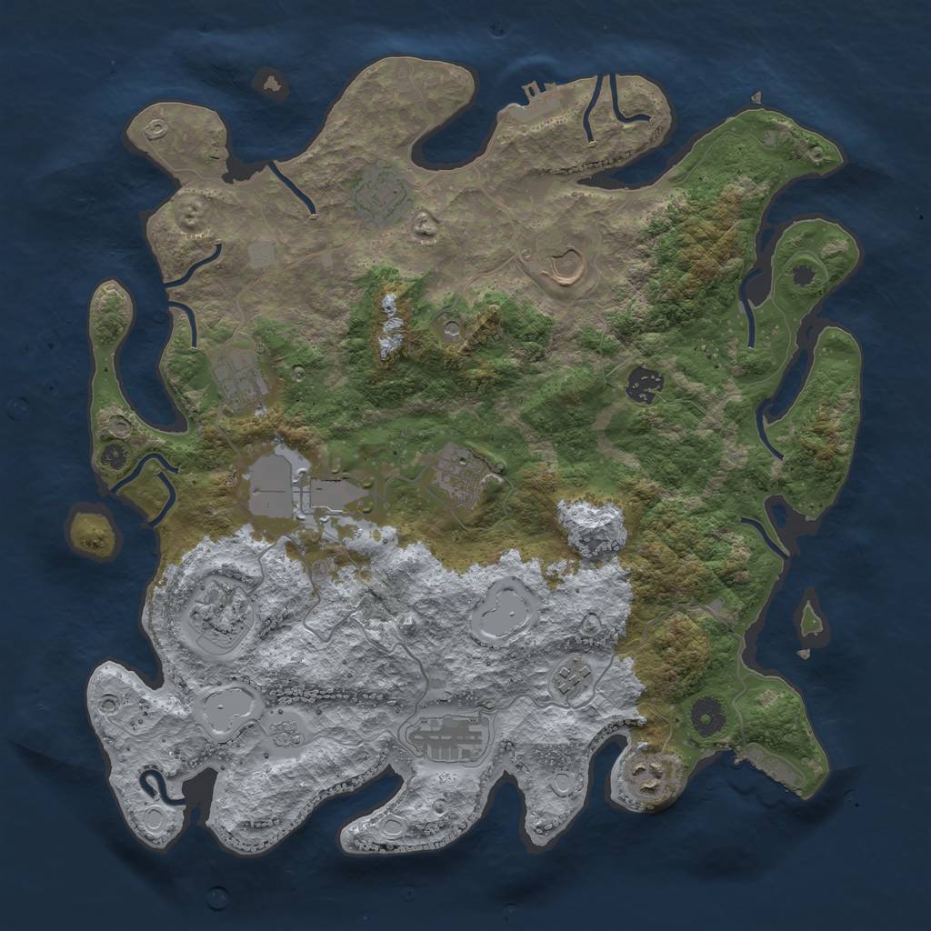 Rust Map: Procedural Map, Size: 3850, Seed: 803825498, 19 Monuments