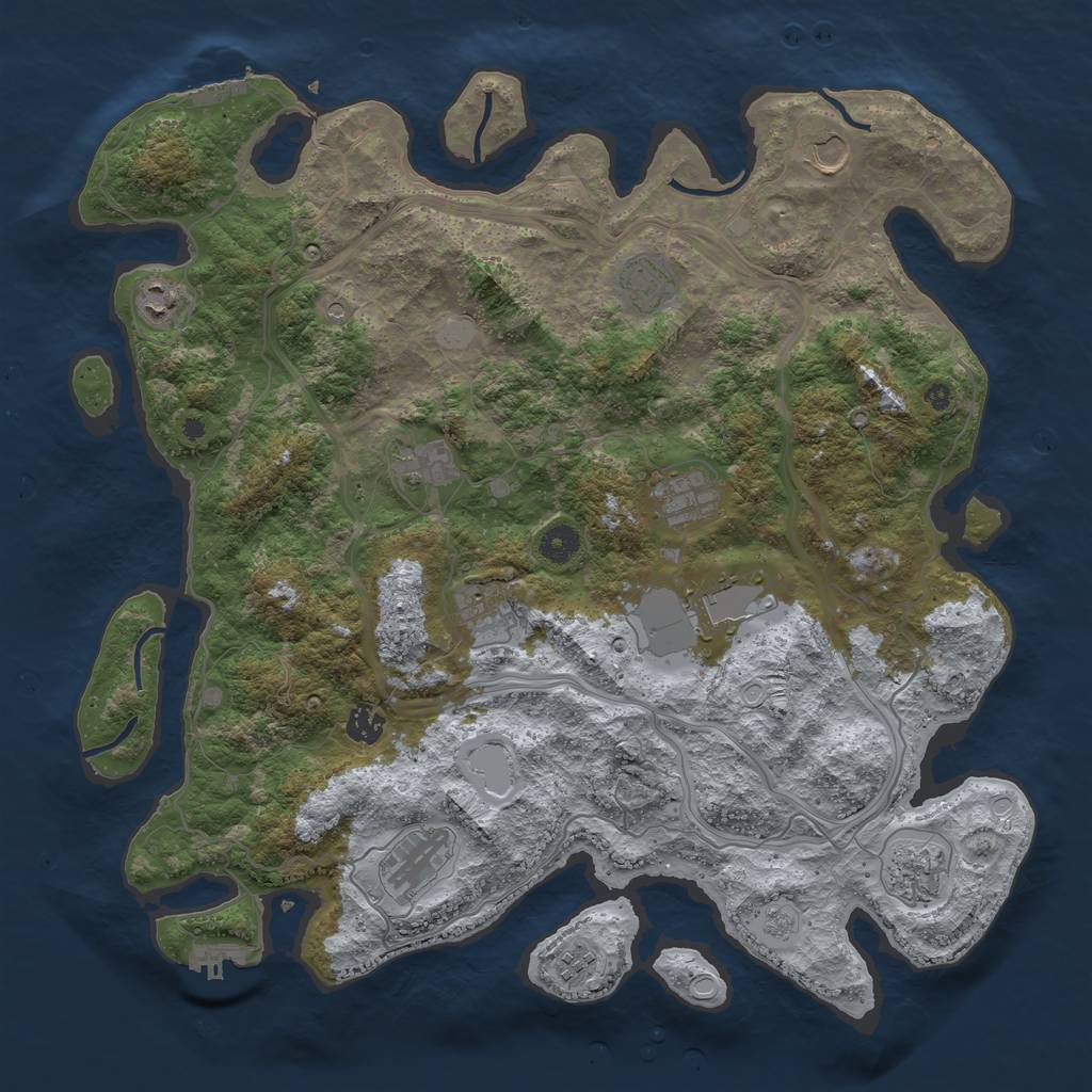 Rust Map: Procedural Map, Size: 4250, Seed: 1037059627, 20 Monuments