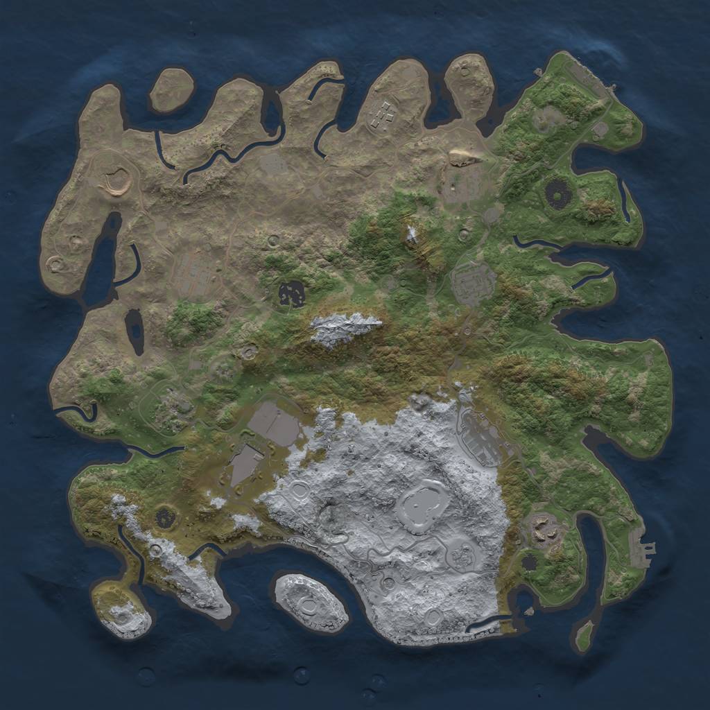 Rust Map: Procedural Map, Size: 3800, Seed: 1681555445, 19 Monuments